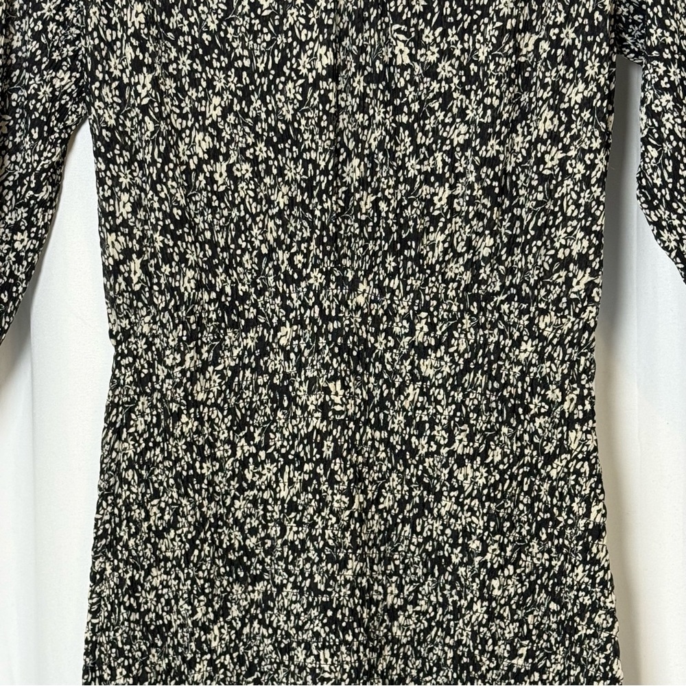 MNG Mango Floral Smocked Mini Dress Black White Boho Medium NWT - Picture 6 of 16